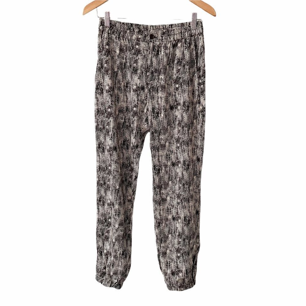 Sans Souci Black White Geometric Print Pull On Pants Women's Size Small